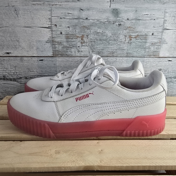 PUMA Carina Crystal Pink White Leather Sneakers 373776-02 Size Womens 8.5 - Picture 4 of 10